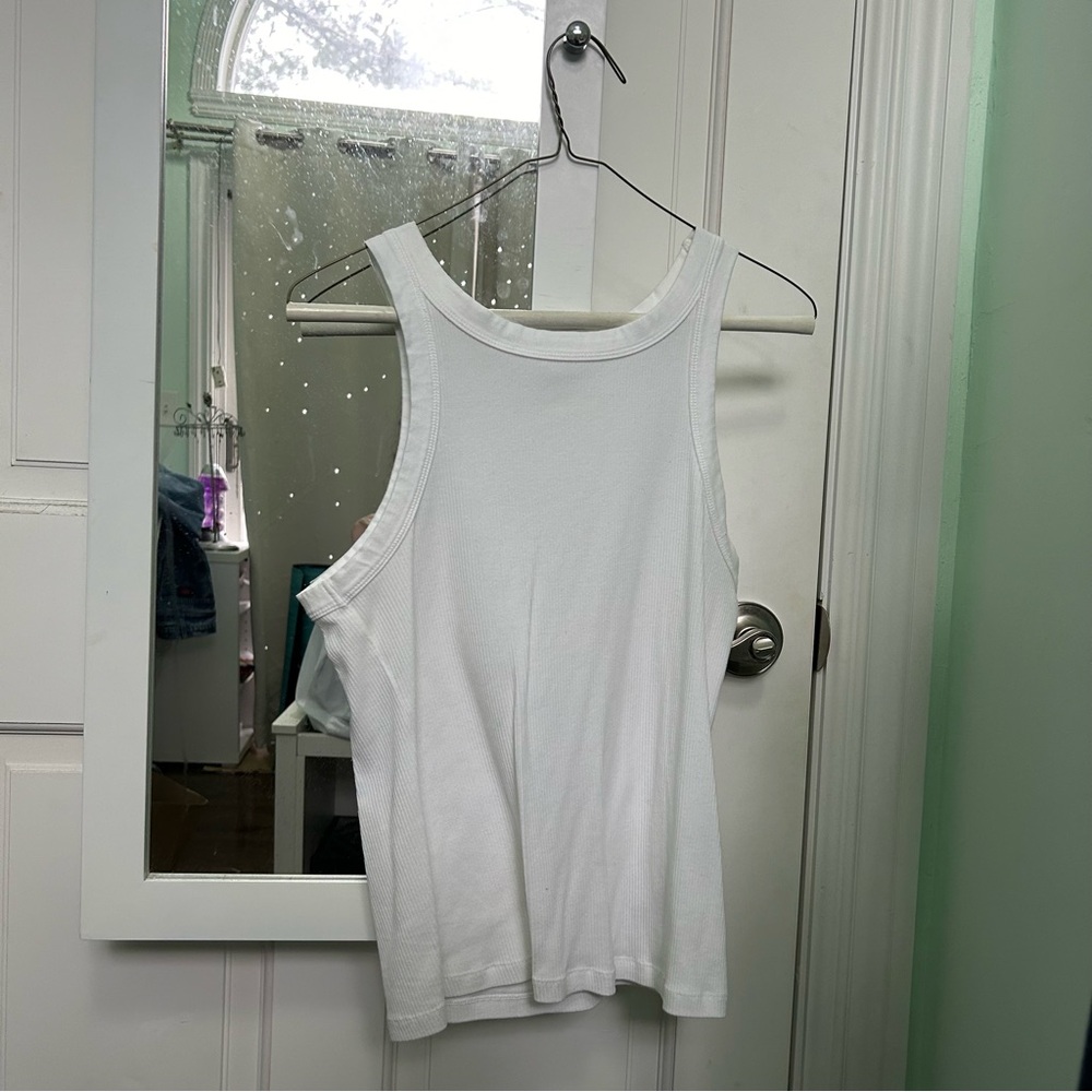 Gap Ribbed White High Neck Tank Top